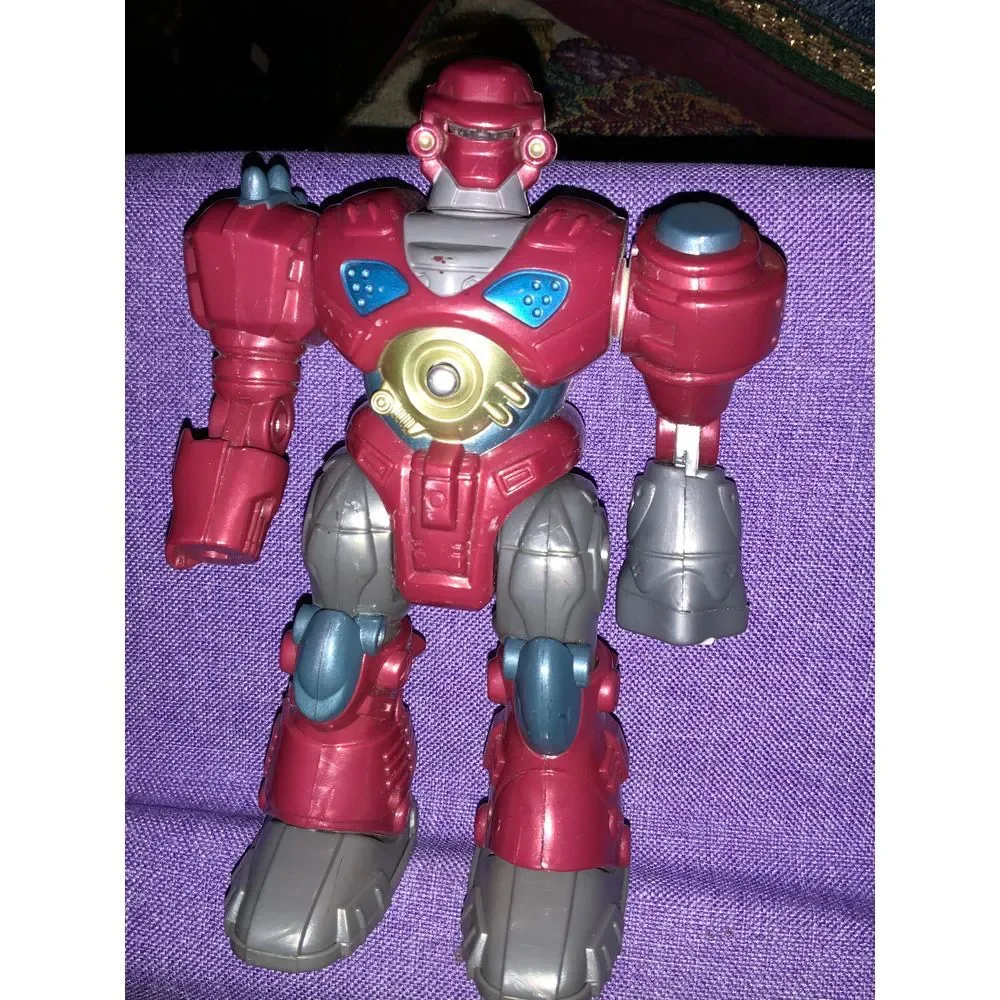 Robot Action Figure Red‎ Metallic Articulated Kids Toy Collectible
